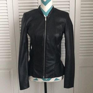 Zara TRF Faux Leather Peplum Jacket Size Medium